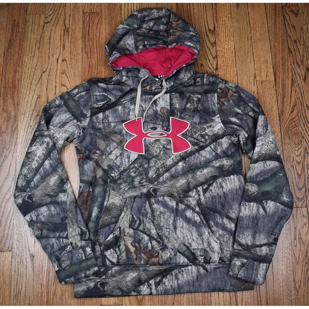 Under Armour UA Womens Mossy Oak Cold Gear Hoodie Camo Sweatshirt Size Small EUC